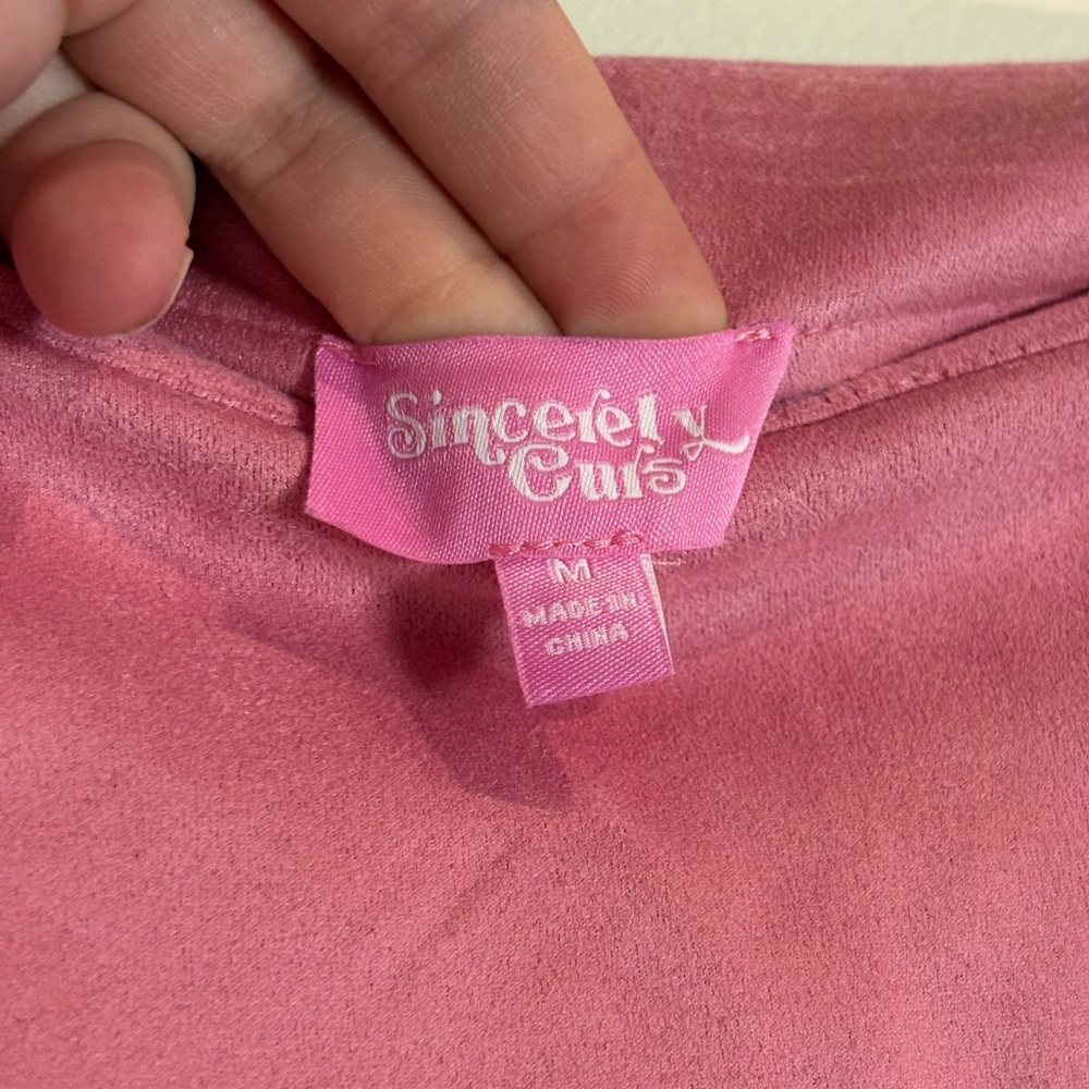 SINCERELY OURS Set Cassandra Top & As Always Mini Skort in Pink Suede Sz Medium - Picture 7 of 11